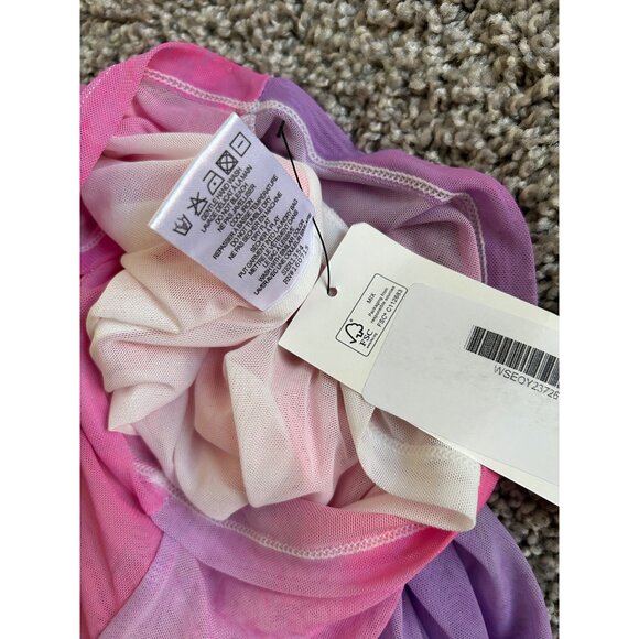 Ser.O.Ya XS Ruched Mesh Midi Skirt Pink & Purple Gradient Stretchy Fabric - Picture 5 of 10